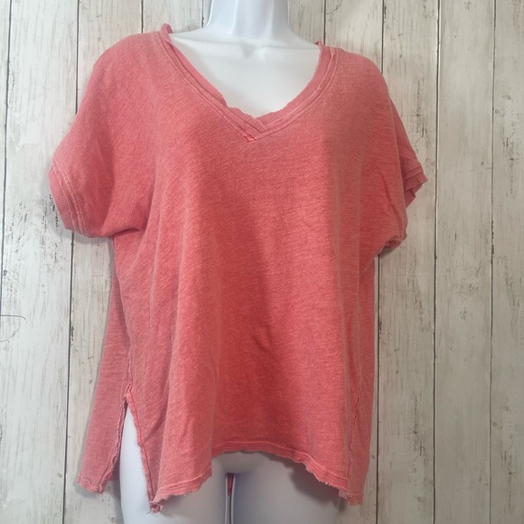 We The Free Tops - We The Free Linen Blend Over Size V-Neck Tee Extra Small